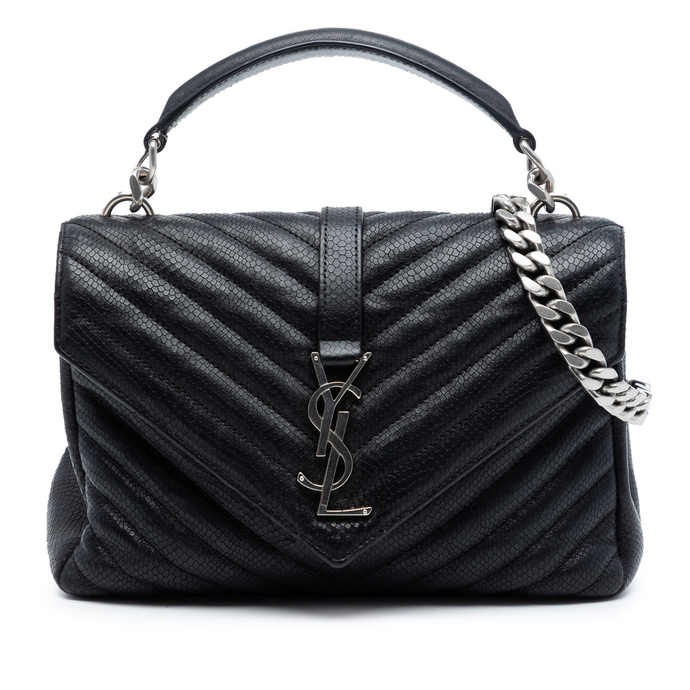 Pre-Loved Saint Laurent Medium Chevron Embossed Leather Monogram College Satchel